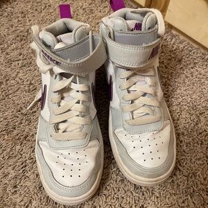 Size 3.5Y -Nike Court Borough 2 Mid Pure Platinum Vivid Purple